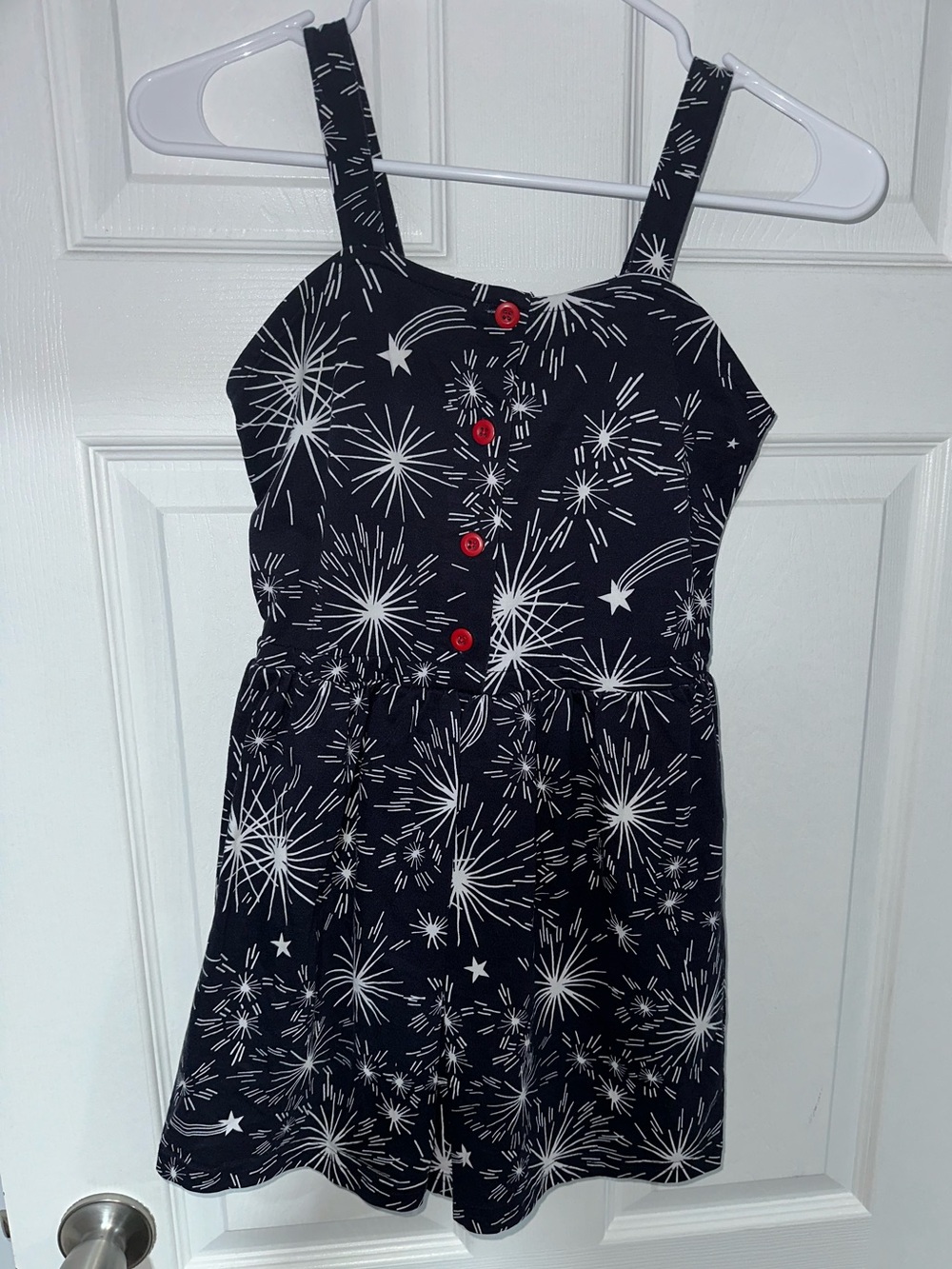Hanna Andersson 4th of July Navy Fireworks Dress Romper Size 140 10